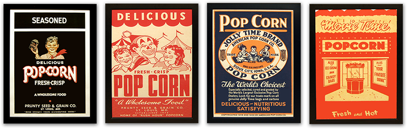 Retro Popcorn Advertising Art Prints
